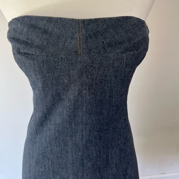 Polo Jeans Ralph Lauren 90s Vintage Y2K Strapless Denim Mini Dress Size 6 - Picture 2 of 10